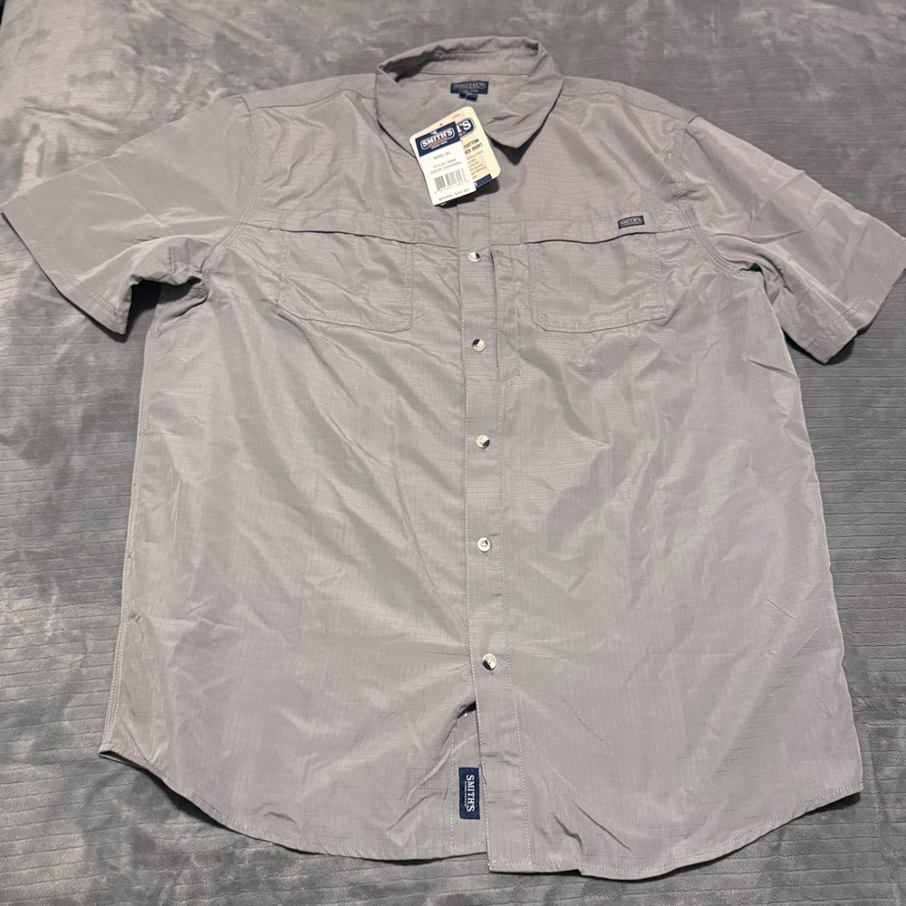 Smith’s Men's Gray Casual Button Down Shirt